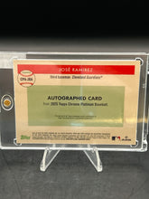 Load image into Gallery viewer, Jose Ramirez 2025 Topps Chrome Platinum Anniversary Blue Toile Auto /99 #CPA-JRA
