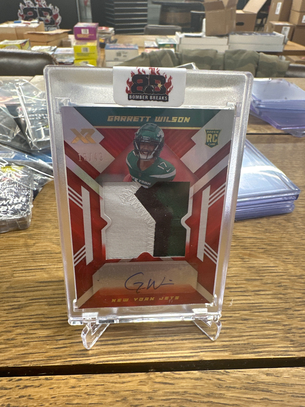 Garrett Wilson 2022 Panini XR Red Jumbo Patch Auto RC 18/49