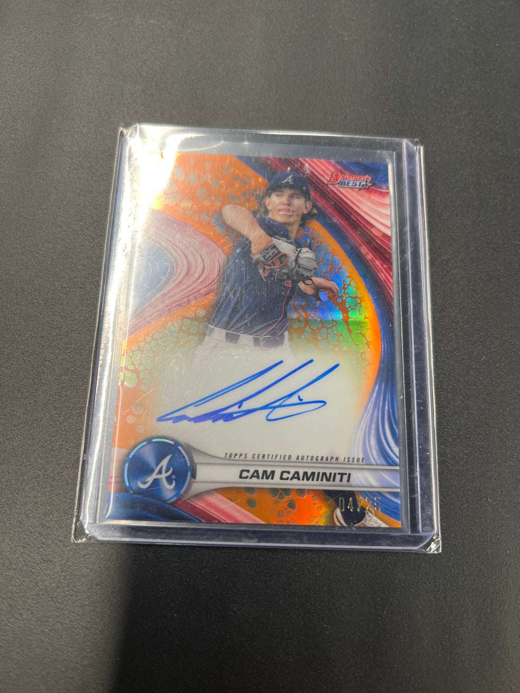 Cam Caminiti 2024 Bowman's Best Autographed Orange Refractor Auto 04/25 Braves