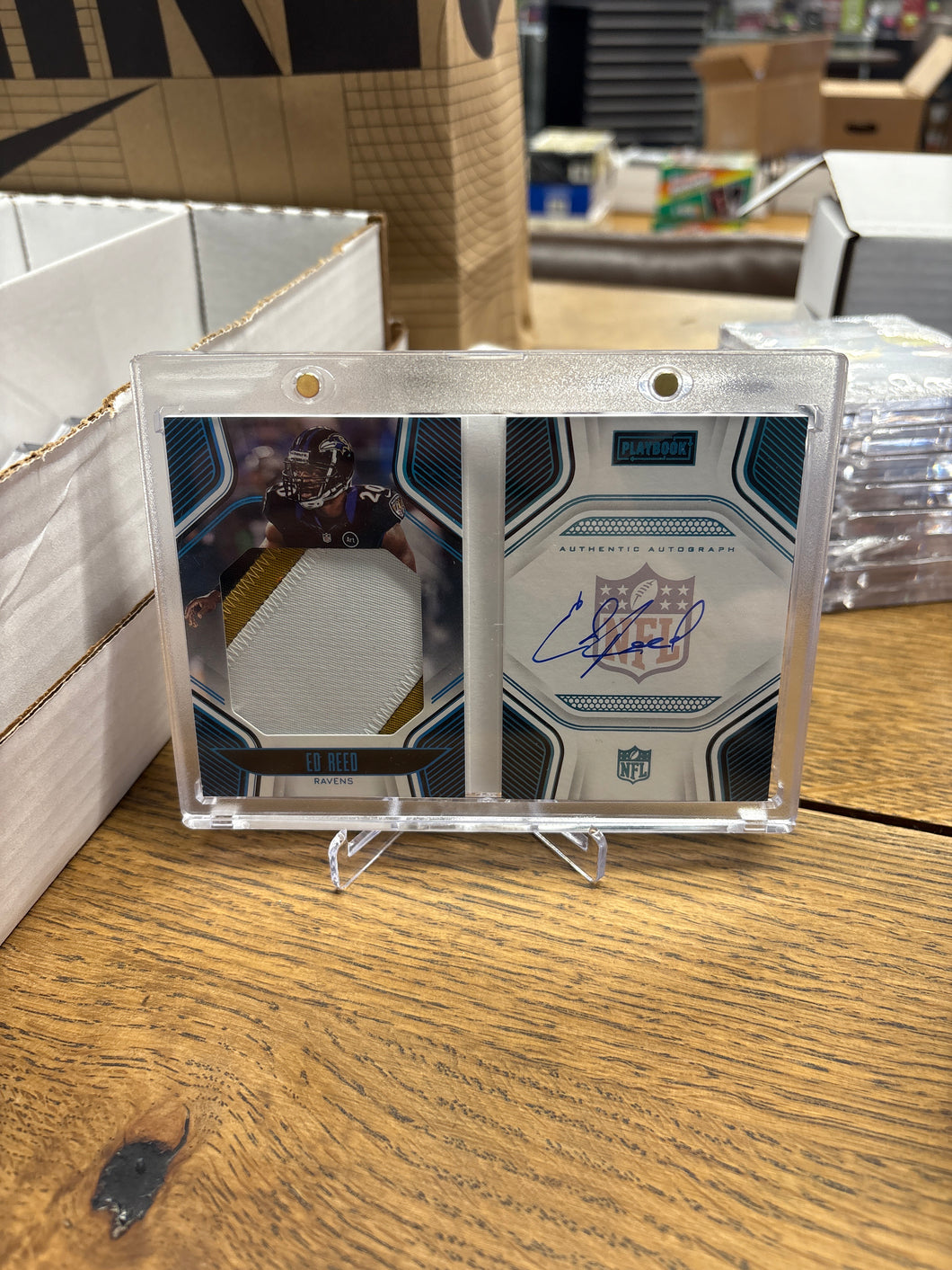 Ed Reed 2022 Panini Playbook Platinum Jumbo Patch Auto Booklet 04/25
