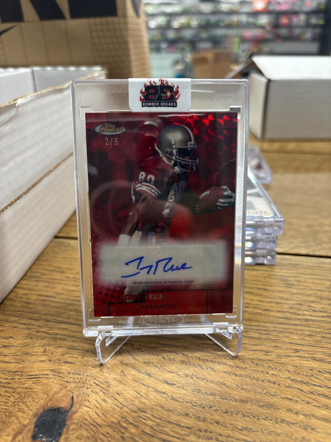 Jerry Rice 2024 Topps Finest Red Geometric Refractor Auto2/5