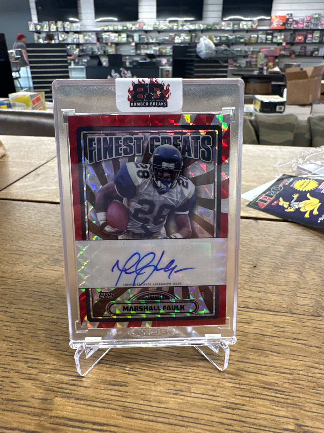 Marshall Faulk 2024 Topps Finest Greats Red Geometric Refractor Auto 3/5