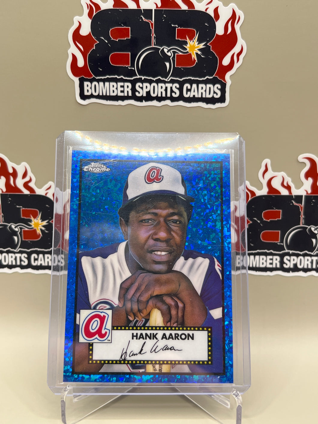2021 Topps Platinum Chrome Hank Aaron Blue Mini-Diamond Refractor 678 #d 15/199