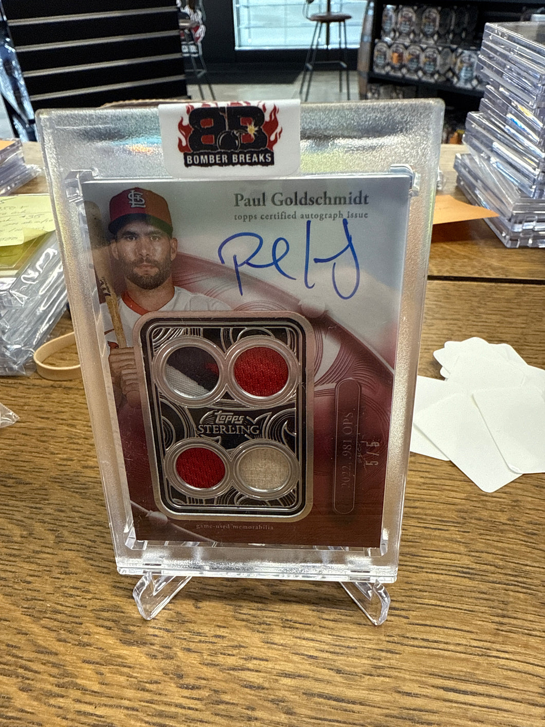 Paul Goldschmidt 2024 Topps Sterling Swings Red Quad Patch Auto 5/5