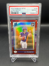 Load image into Gallery viewer, JJ McCarthy 2024 Panini Donruss Optic Red Hyper Prizm PSA 10 GM Vikings RC #235
