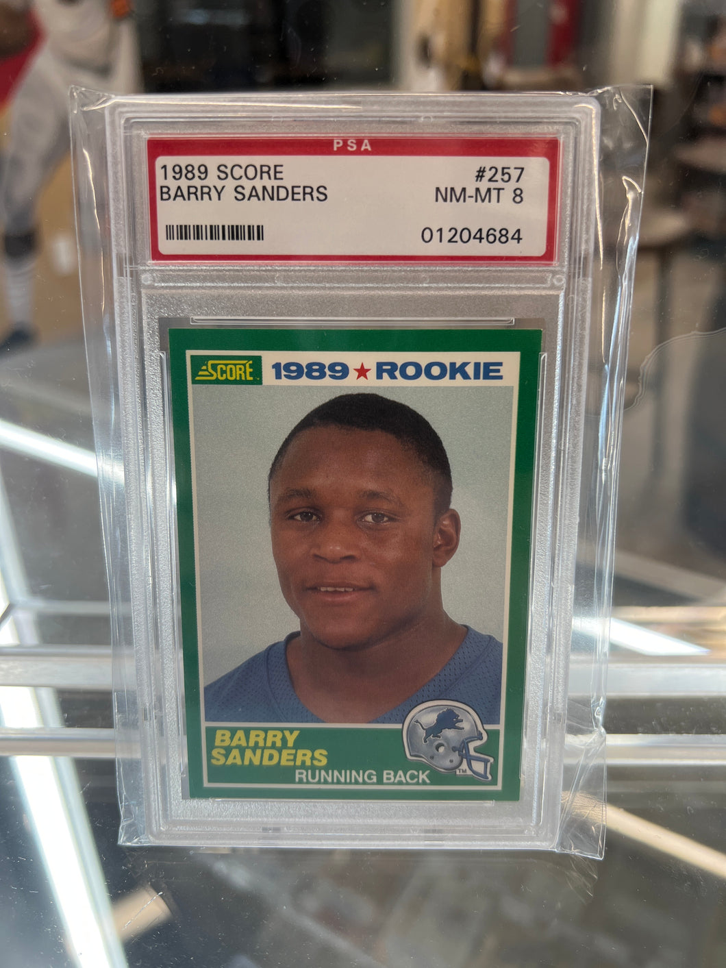 1989 Score Barry Sanders Rookie RC #257 PSA 8 NM-MT HOF Detroit Lions