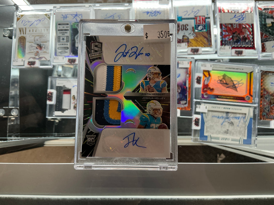 Justin Herbert & Josh Kelley 2020 Panini Spectra Dual Patch Auto RC 22/30