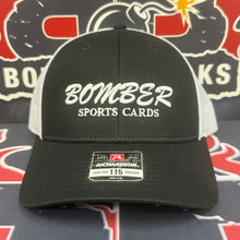 Load image into Gallery viewer, Black/White Classic Bomber Sports Cards Hat
