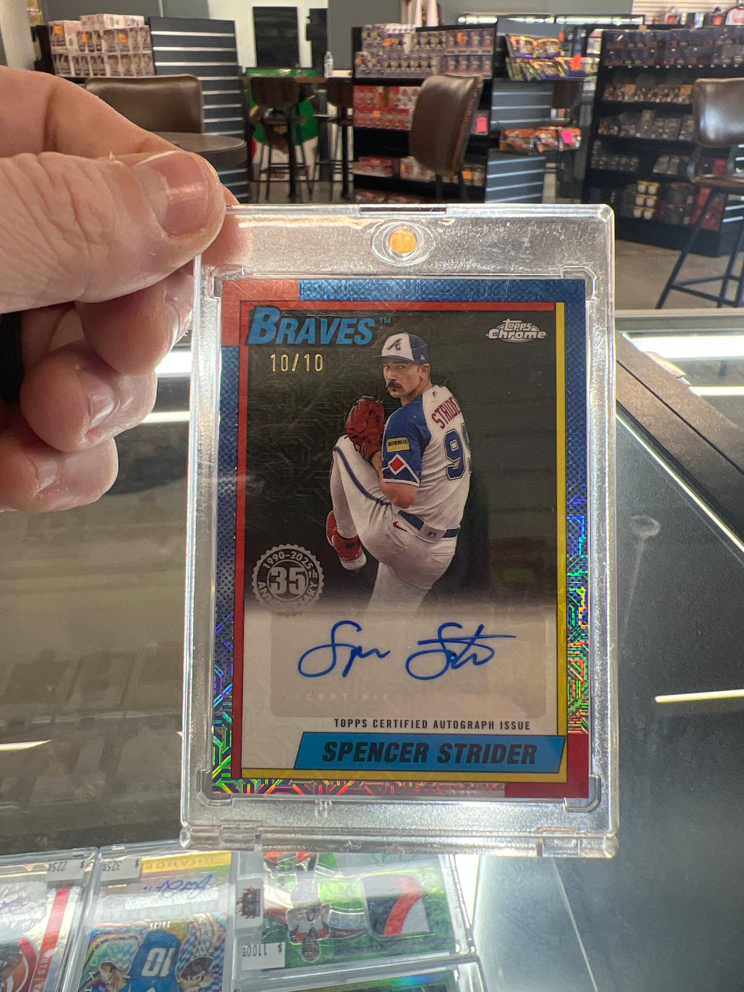 2025 Topps Series 2 BLACK AUTO #10/10 Spencer Strider 1990 Silver Pack Chrome
