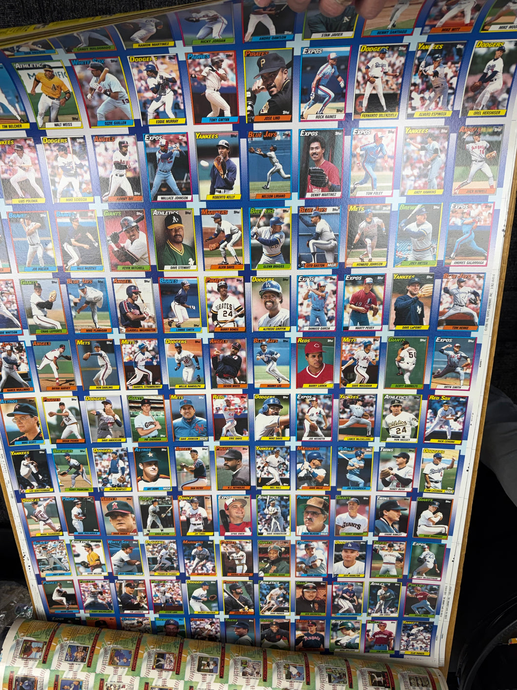 1990 Topps Uncut Sheets (6) & (1) 1991 Topps Stadium Club Uncut Sheet