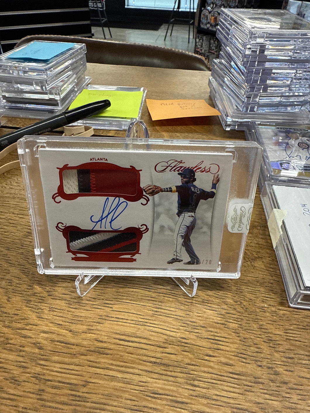 Ozzie Albies 2018 Panini Flawless Dual Patch Auto Ruby RC 17/20