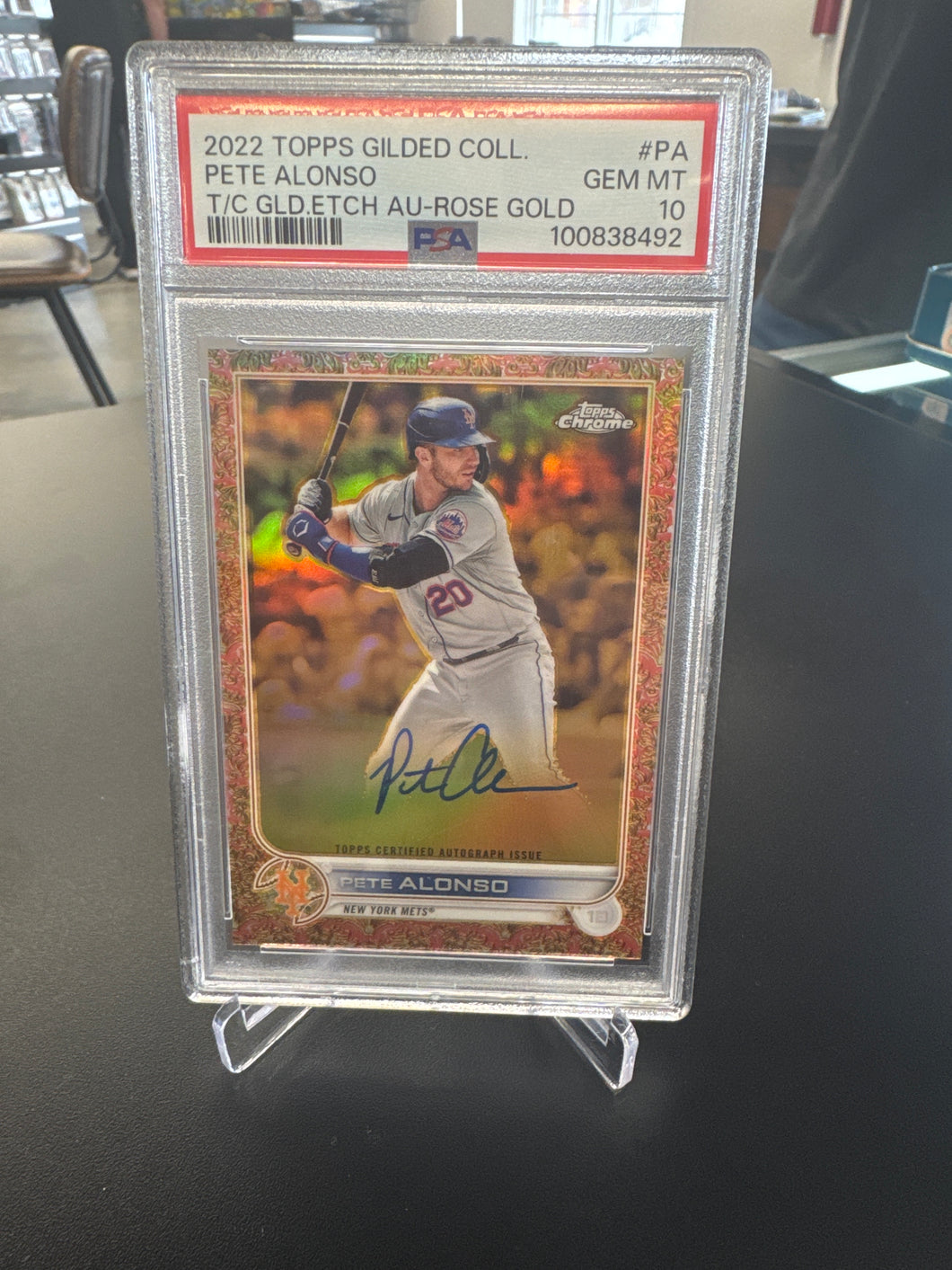 Pete Alonso 2022 Topps Gilded Chrome Rose Gold Refractor Auto 14/25 PSA 10