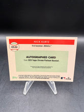 Load image into Gallery viewer, Nick Kurtz 2025 Topps Chrome Platinum Anniversary Blue Prism RC Auto 98/99
