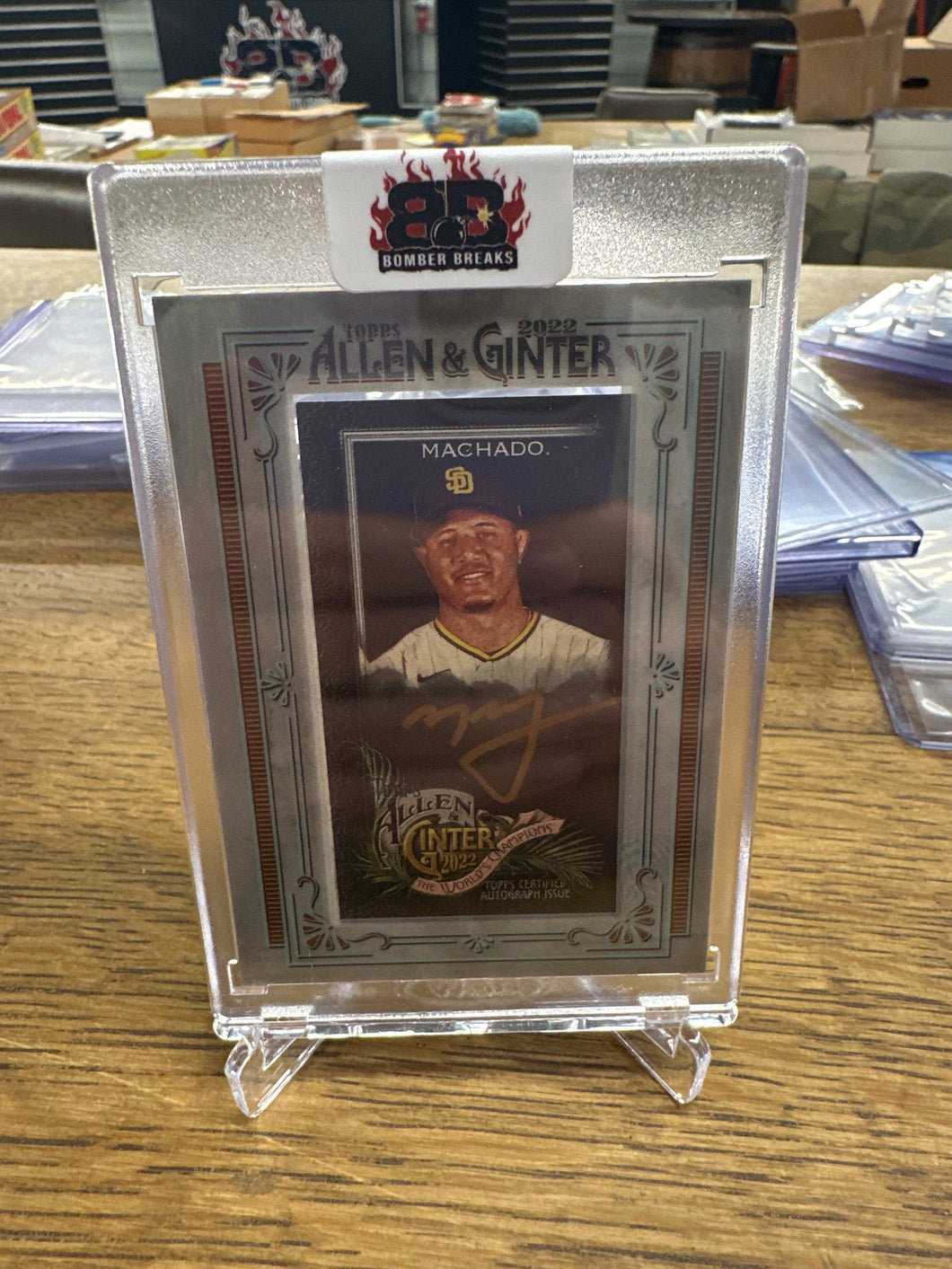 Manny Machado 2022 Topps Allen & Ginter Black Mini Framed Gold Auto 3/5
