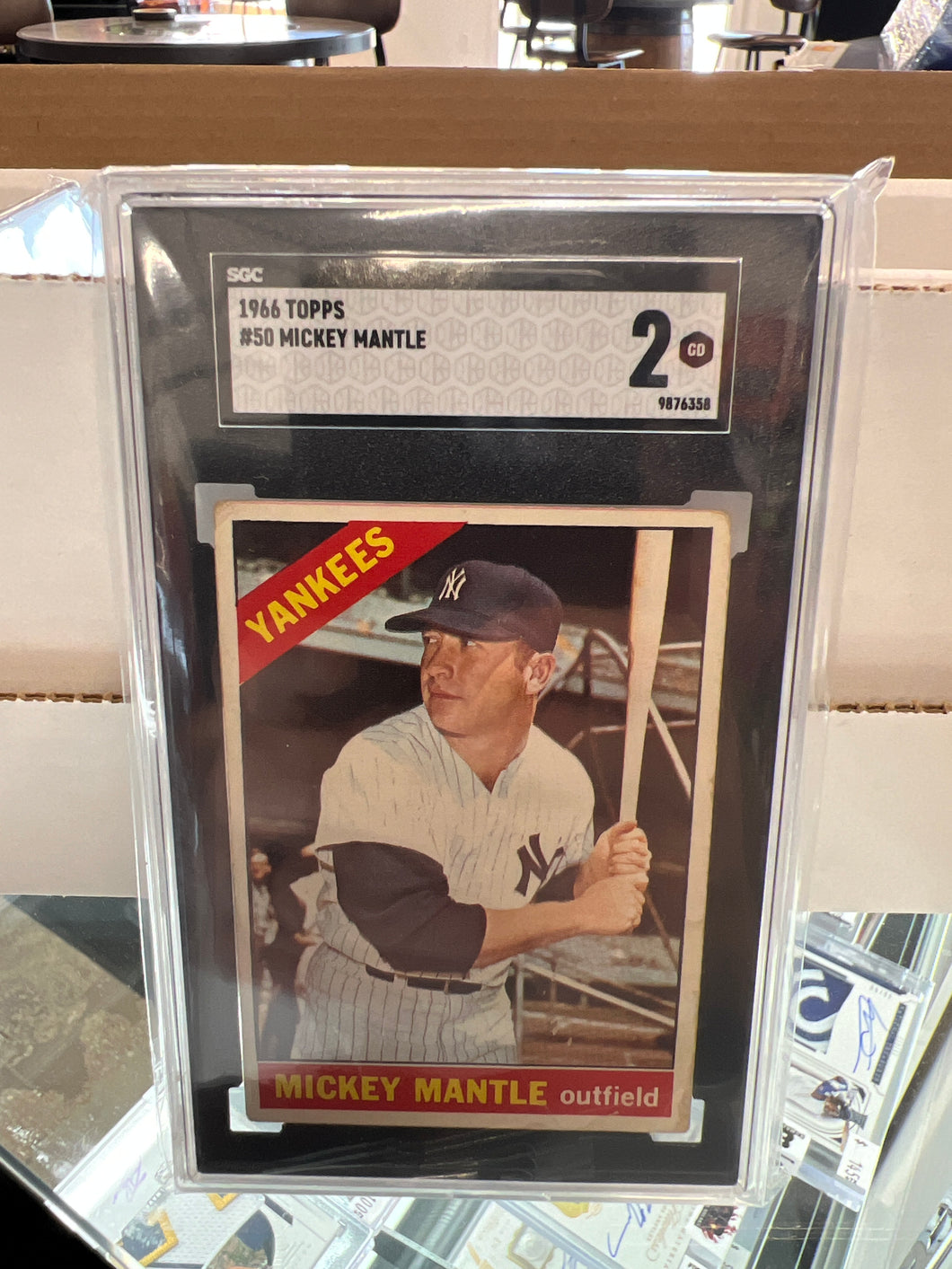 1966 Topps #50 Mickey Mantle SGC 2 GOOD YANKEES HOF