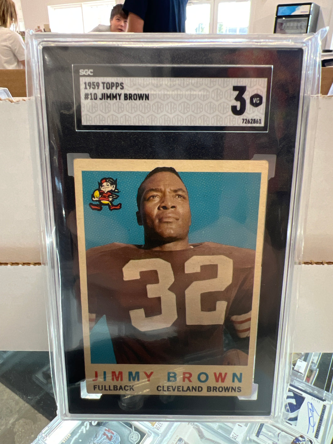 1959 Topps Football #10 Jim Brown Graded By SGC 3 VG