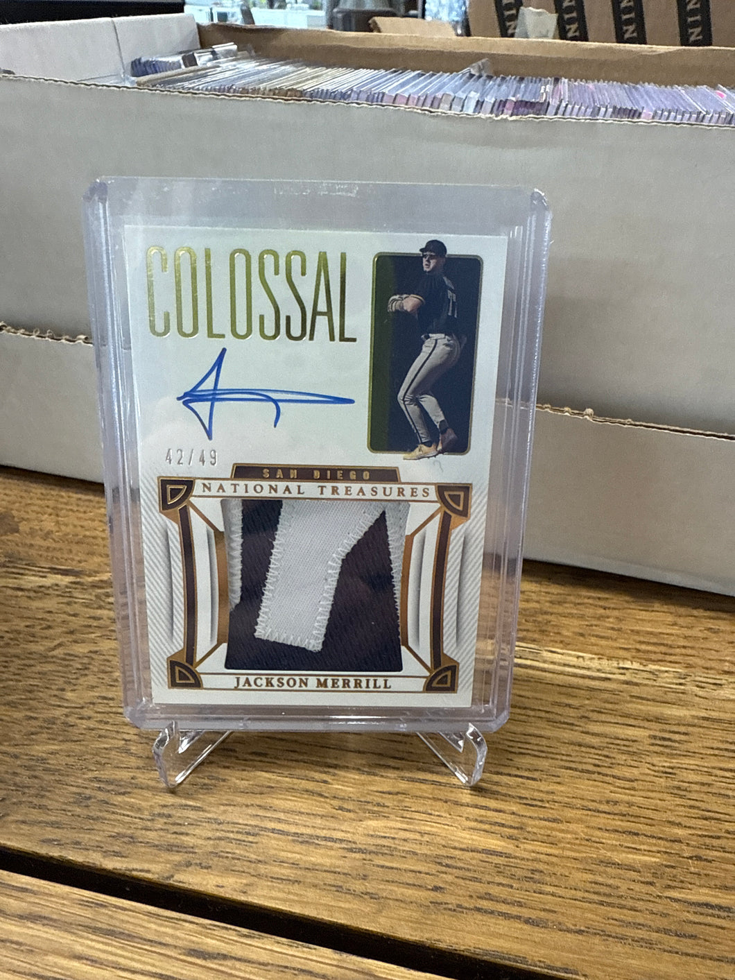 Jackson Merrill 2023 Panini National Treasures Colossal Patch Auto Gold RC 42/49